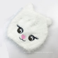 Crianças bebê crianças fio de penas fofo malha gato bordado chapéu gorro (hw636)